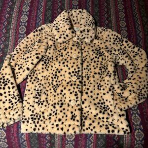Faux fur animal print jacket / coat
